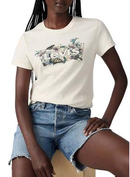 Camiseta Levis Spring branca para mulheres.
