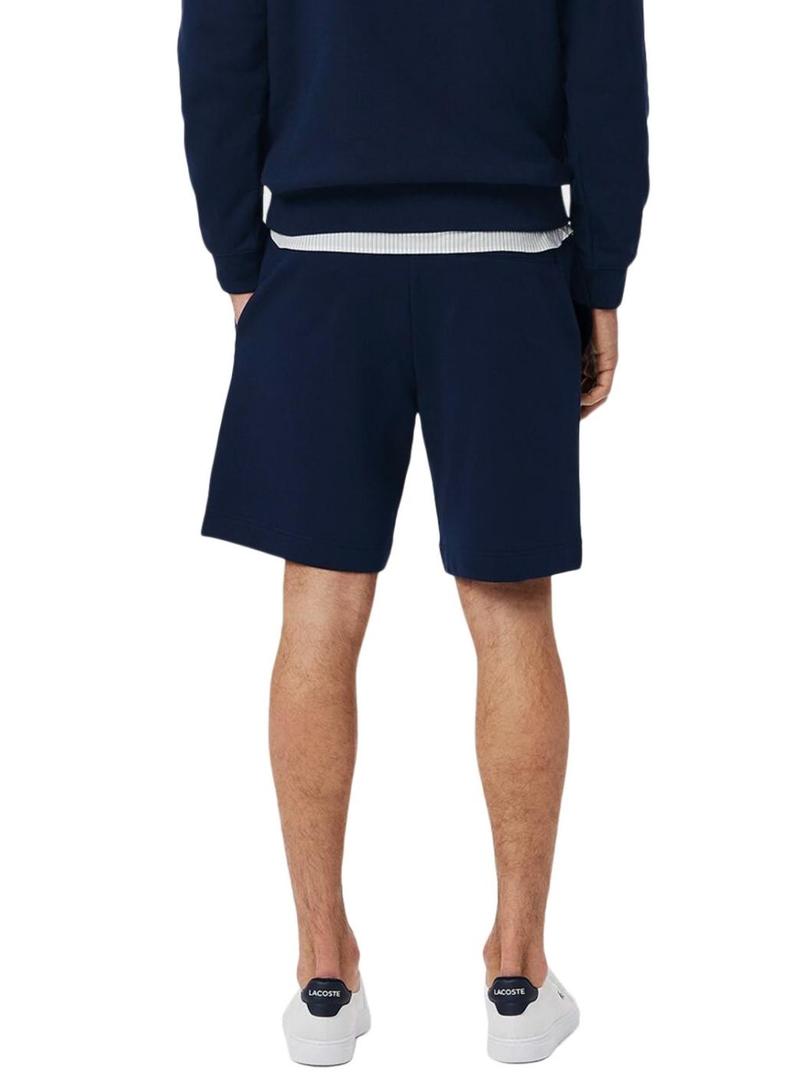 Calça de jogging curta Lacoste azul marinho para homem.