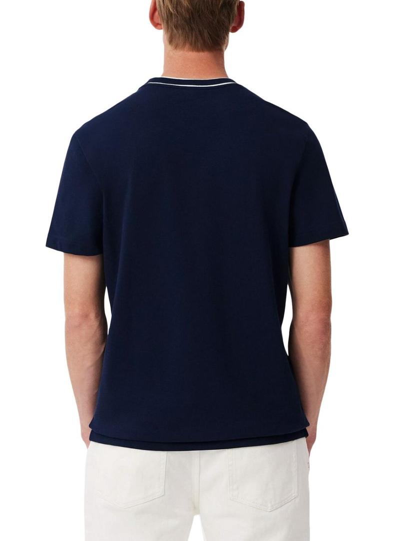 Camiseta Lacoste Pique azul para homem.