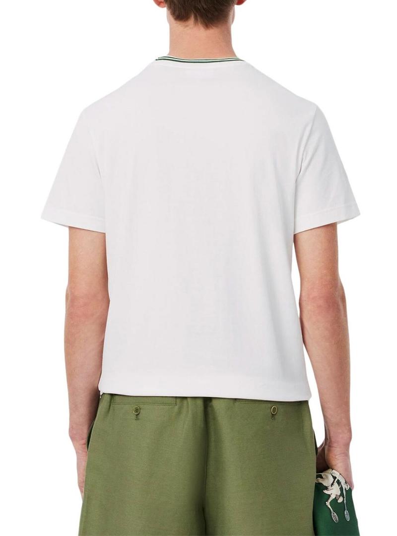 Camiseta Lacoste Ribbed branca para homem