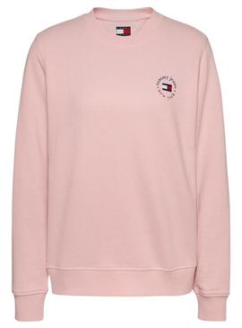 Moletom Tommy Jeans Essential Logo rosa para mulher