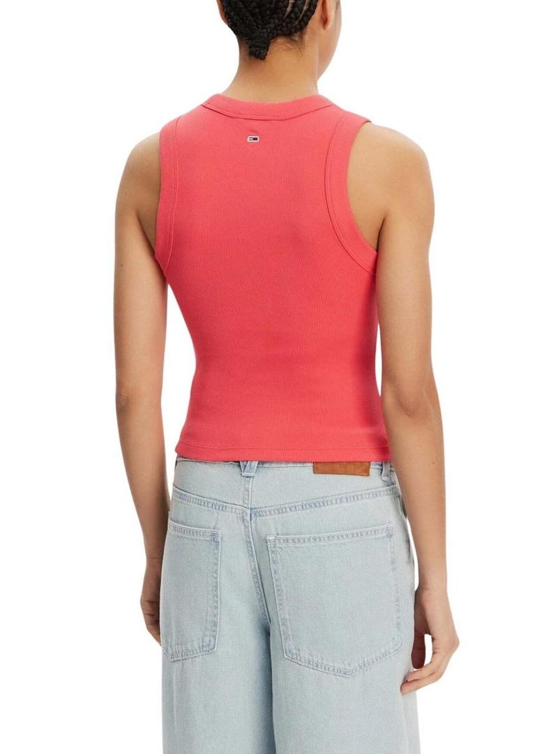 Camiseta Tommy Jeans Bubble Tank coral para mulher
