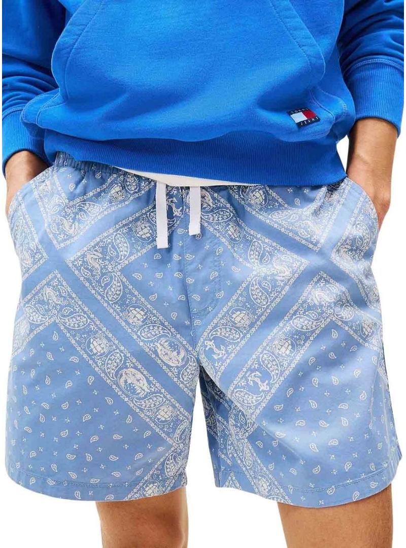 Shorts Tommy Jeans Paisley azul para homem.