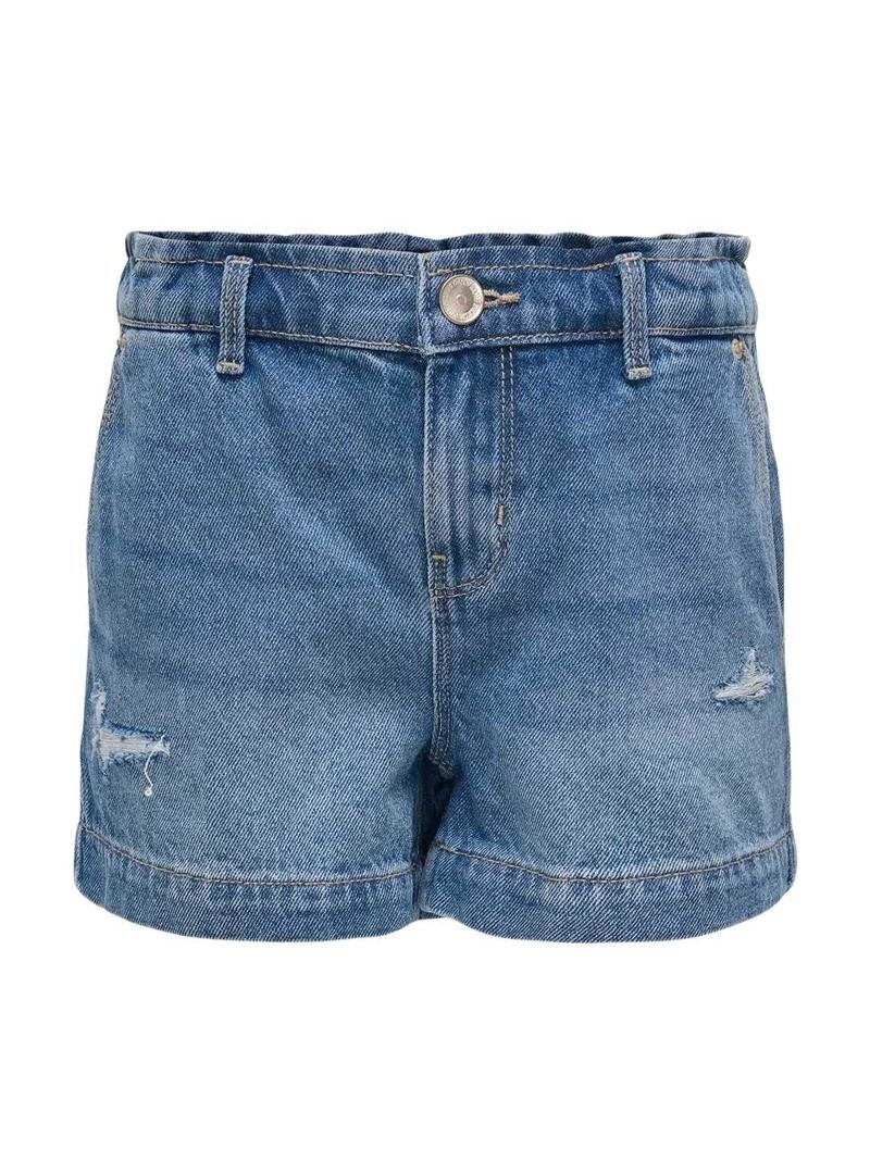 Shorts de ganga Only Kogcomet de perna larga azul para menina.