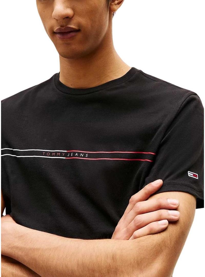 Camiseta Tommy Jeans Graphic preta para homem.