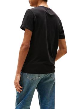 Camiseta Tommy Jeans Graphic preta para homem.