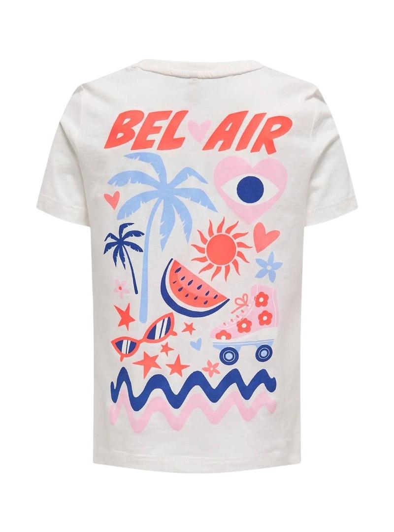 Camiseta Only Kids Koghappy Life branca para menina.