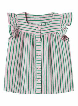 Blusa Name It Filone listrada rosa e verde para menina