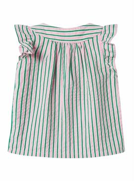 Blusa Name It Filone listrada rosa e verde para menina