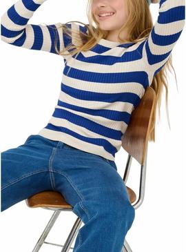 Top Only Kogkarol listrado azul e branco para menina