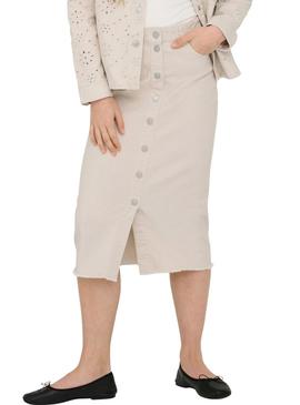 Saia Only Kids Kogelsa Midi Crochet bege para menina