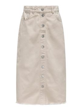 Saia Only Kids Kogelsa Midi Crochet bege para menina