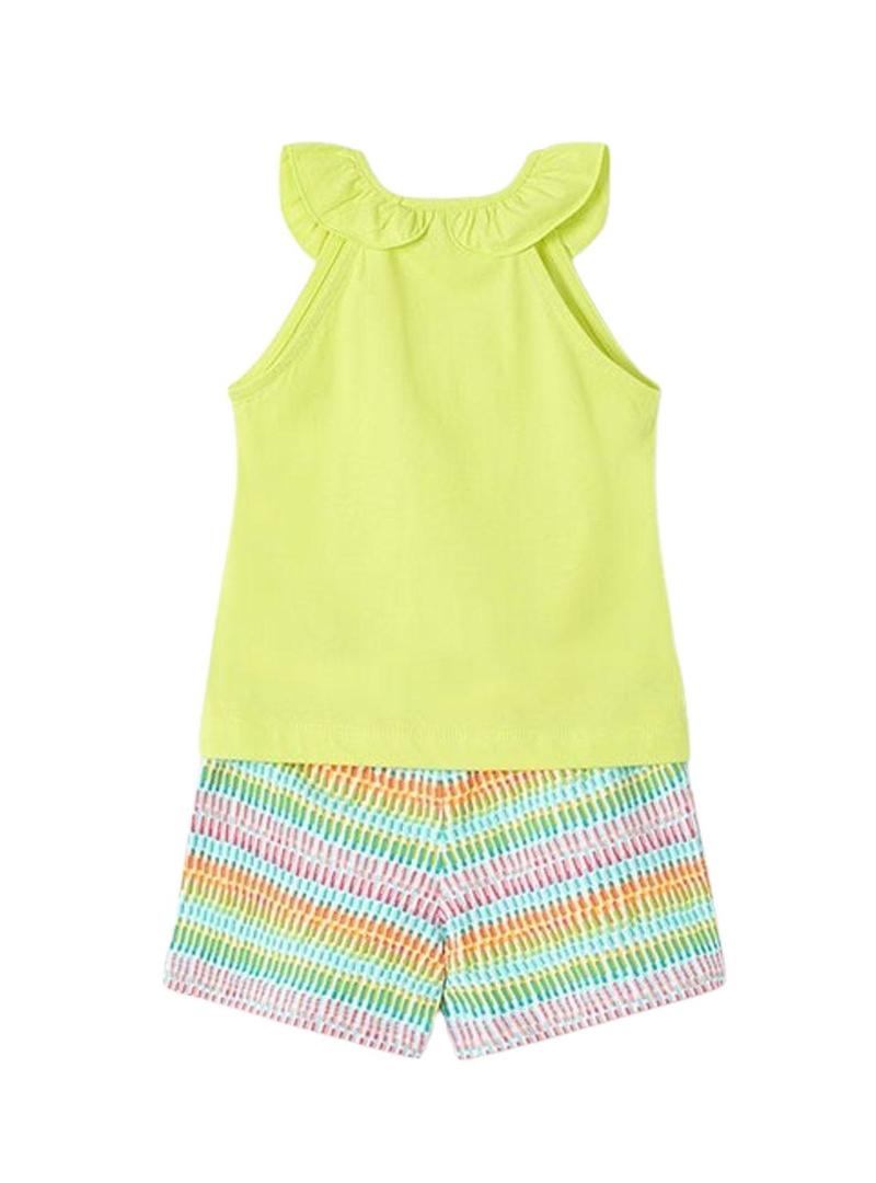 Conjunto Mayoral short aplicações verde menina(Note: Mayoral is a brand name and niña means girl in English)