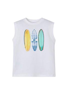 Camiseta Mayoral Regata branca de alças para menino.