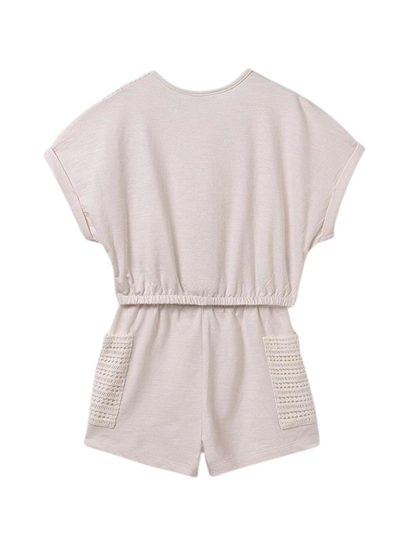 Conjunto Mayoral Shorts bolsos bege para meninas.