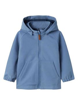  Corta-vento Name It Alfa Softshell azul para crianças.
