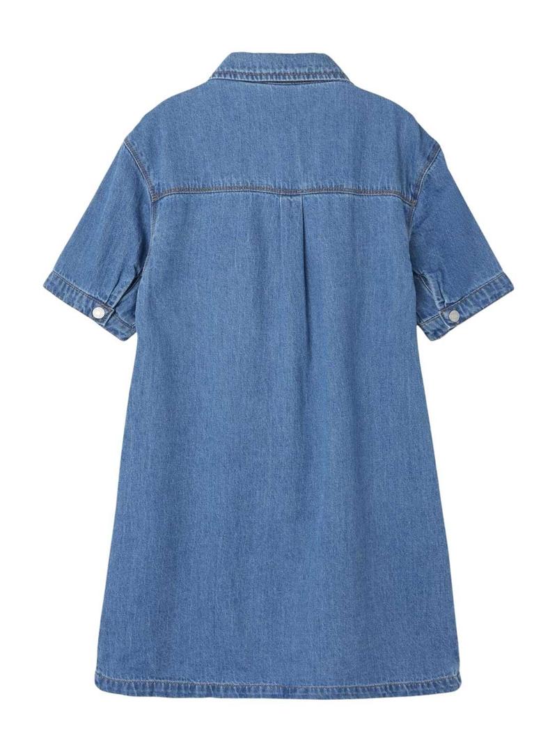Vestido Name It Jannet denim azul para menina.