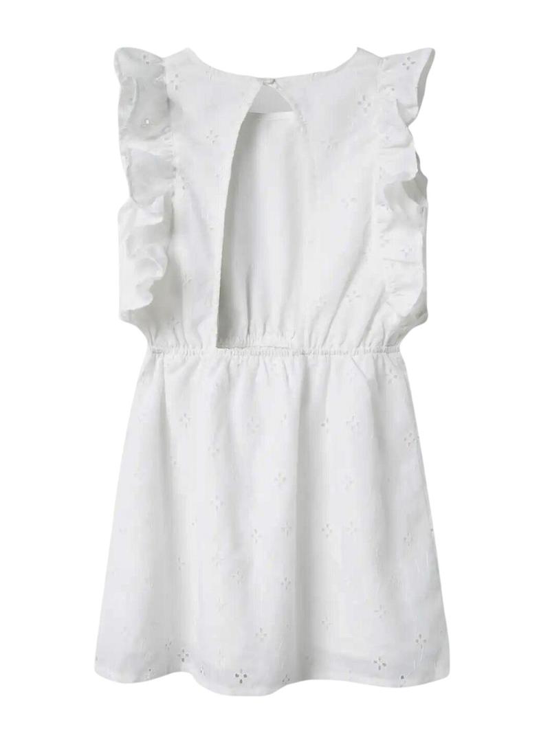 Vestido Name It roxo e branco para menina.