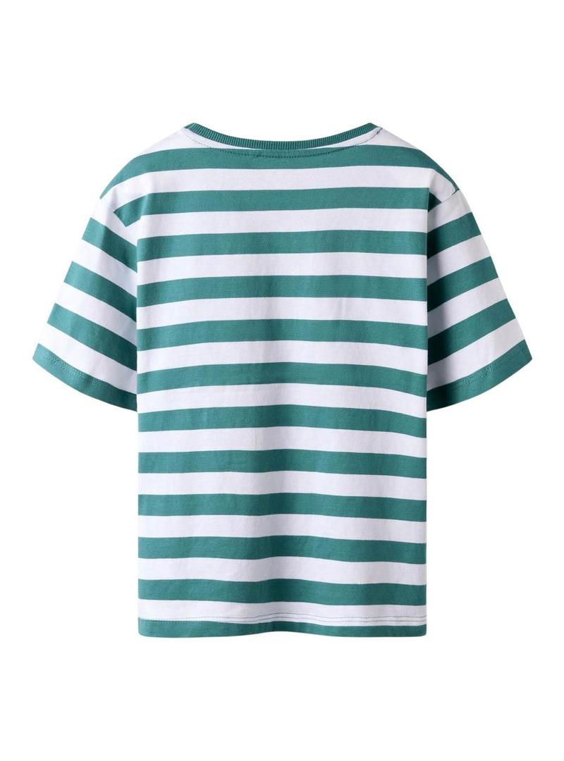 Camisa Name It Fridy listrada verde para menina.