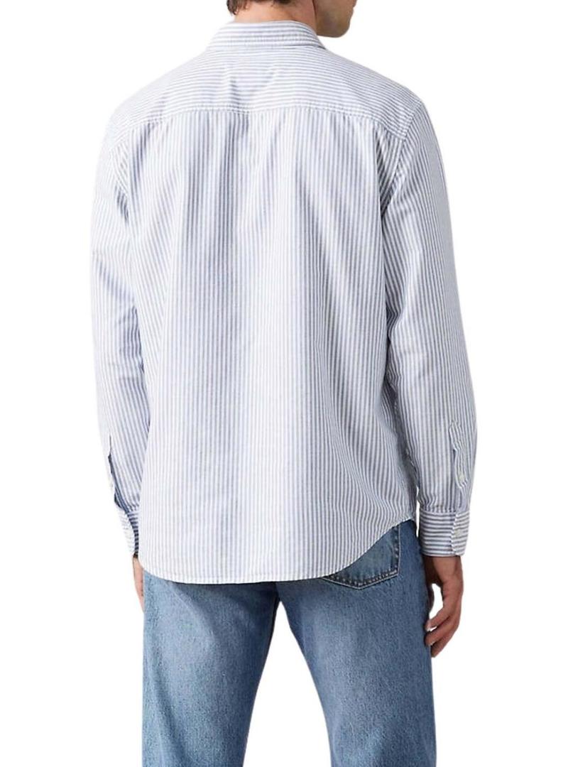 Camisa Levi's Basic Button azul e branca para homem.