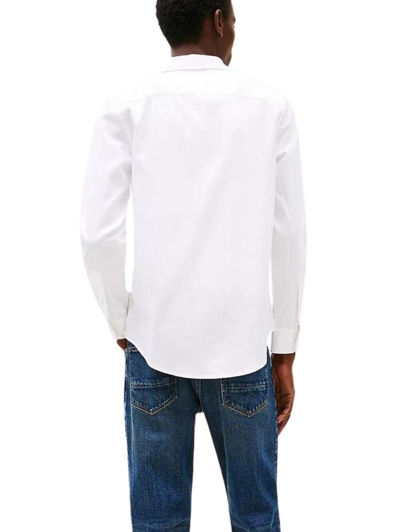 Camisa Tommy Hilfiger Flex Dobby branca para homem.