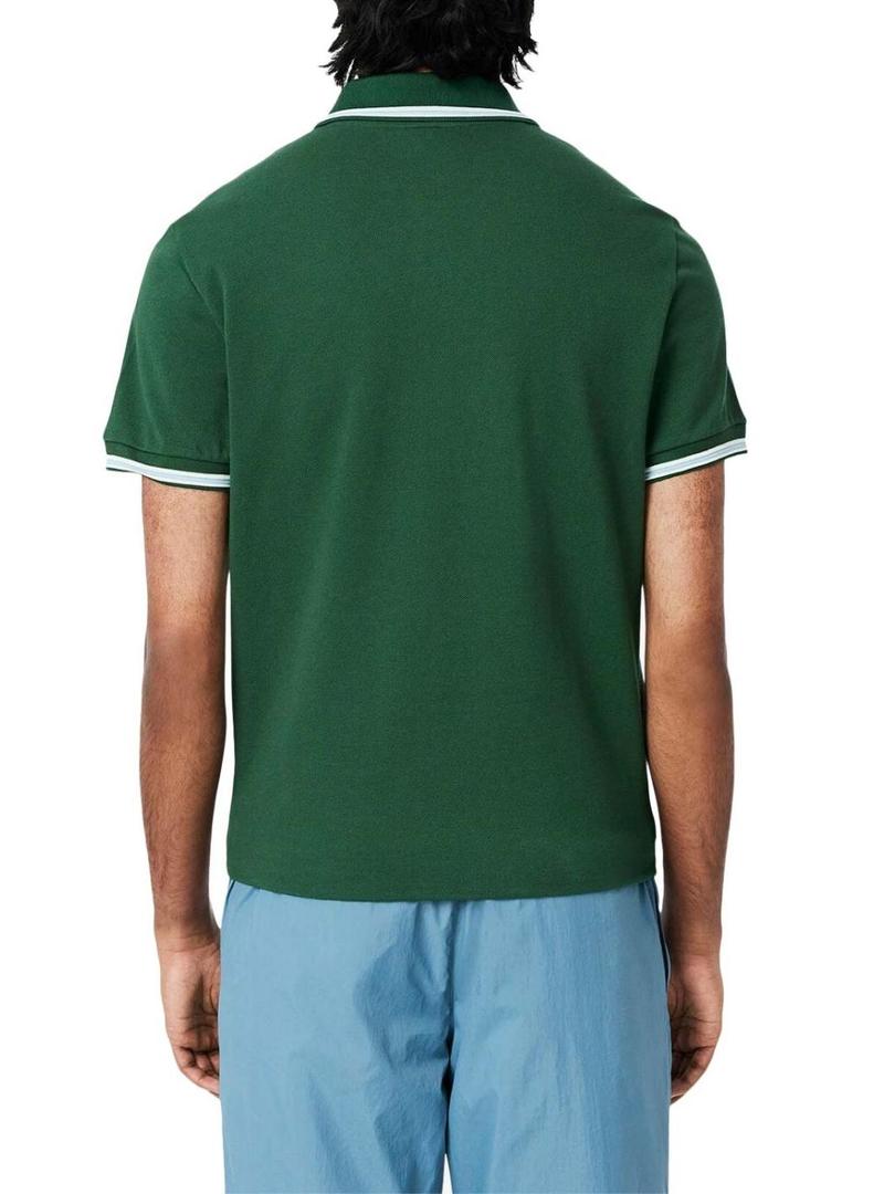 Polo Lacoste Col Bord verde para homem