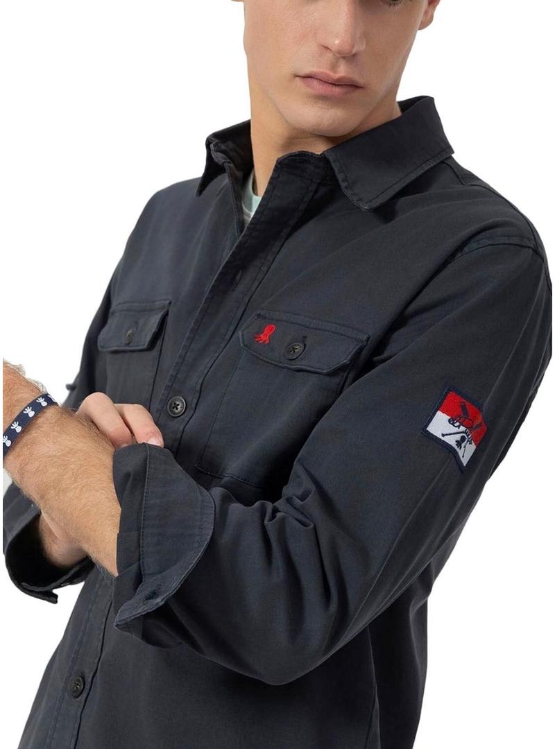 Camisa sobretudo El Pulpo azul marinho para homens