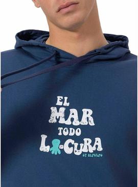 Moletom O Polvo O Mar Azul Marinho homem.