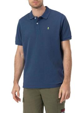 Polo básica azul marinho de manga comprida para homem