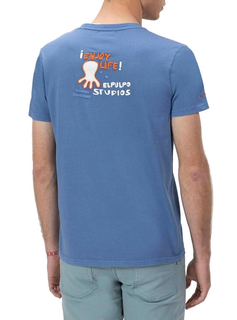 Camiseta El Pulpo Enjoy azul para homem.