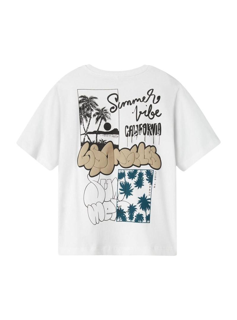 Camiseta Name It Zulla regular branca para menino.