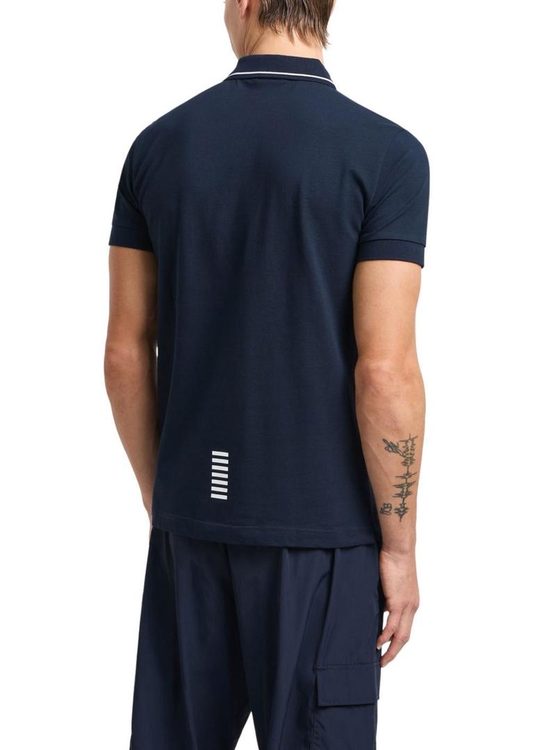 Camisa polo Emporio Armani EA7 azul marinho para homem.