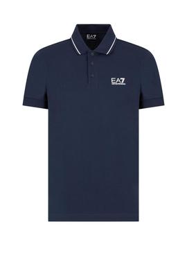 Camisa polo Emporio Armani EA7 azul marinho para homem.