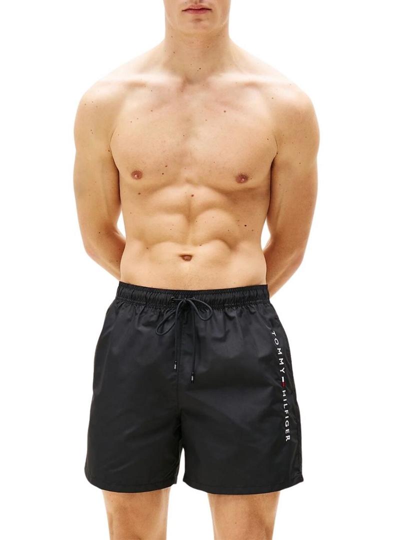 Calção de banho Tommy Hilfiger Medium Drawsting preto para homem.