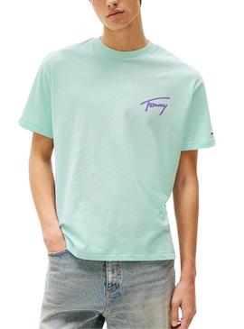 Camiseta Tommy Jeans Faded turquesa para homem