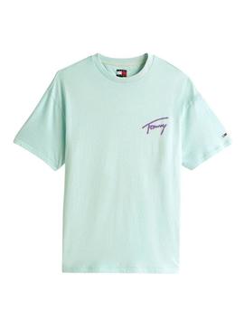 Camiseta Tommy Jeans Faded turquesa para homem