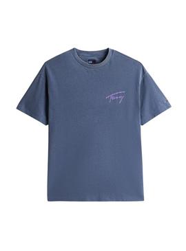 Camiseta Tommy Jeans Faded azul para homem.