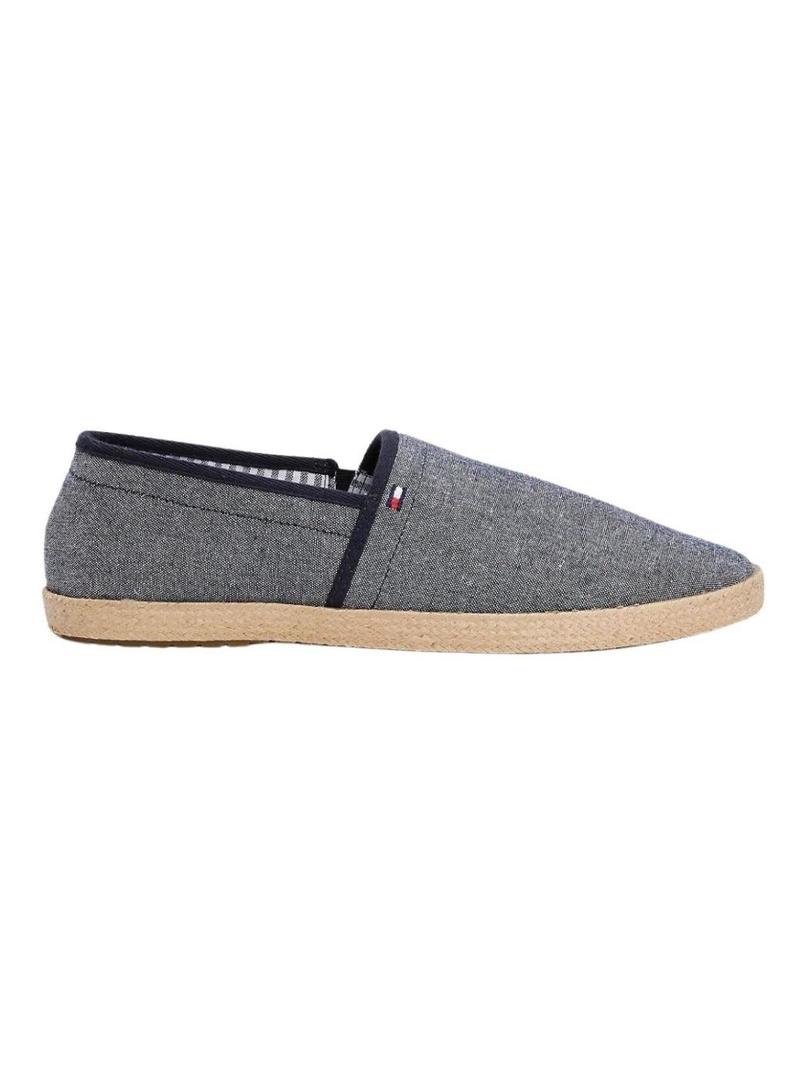 Alpercatas Tommy Hilfiger Chambray azul marinho para homens.