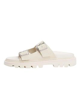 Sandálias Tommy Jeans Double Strap branco para mulher.