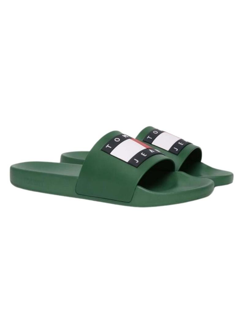 Chinelos Tommy Jeans Pool Slide verde para homens