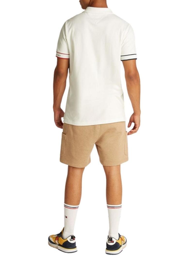 Polo Tommy Jeans Slim Flag branco para homem