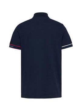 Polo Tommy Jeans Slim Flag azul marinho para homem.