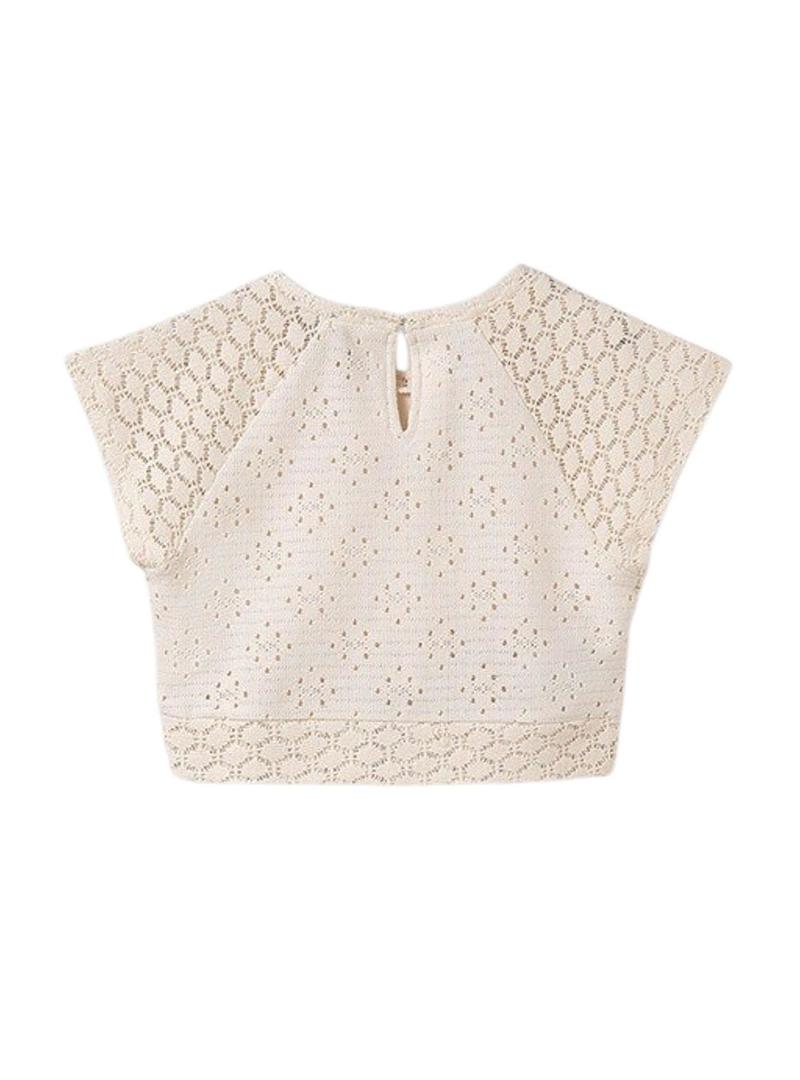 Top Mayoral de malha com ponto aberto bege para menina