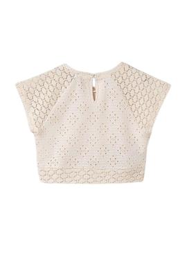 Top Mayoral de malha com ponto aberto bege para menina