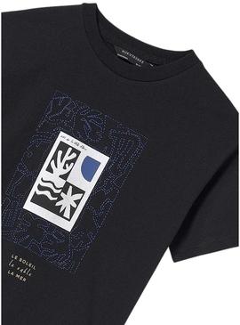 Camisa estampada Mayoral costa preta para menino.