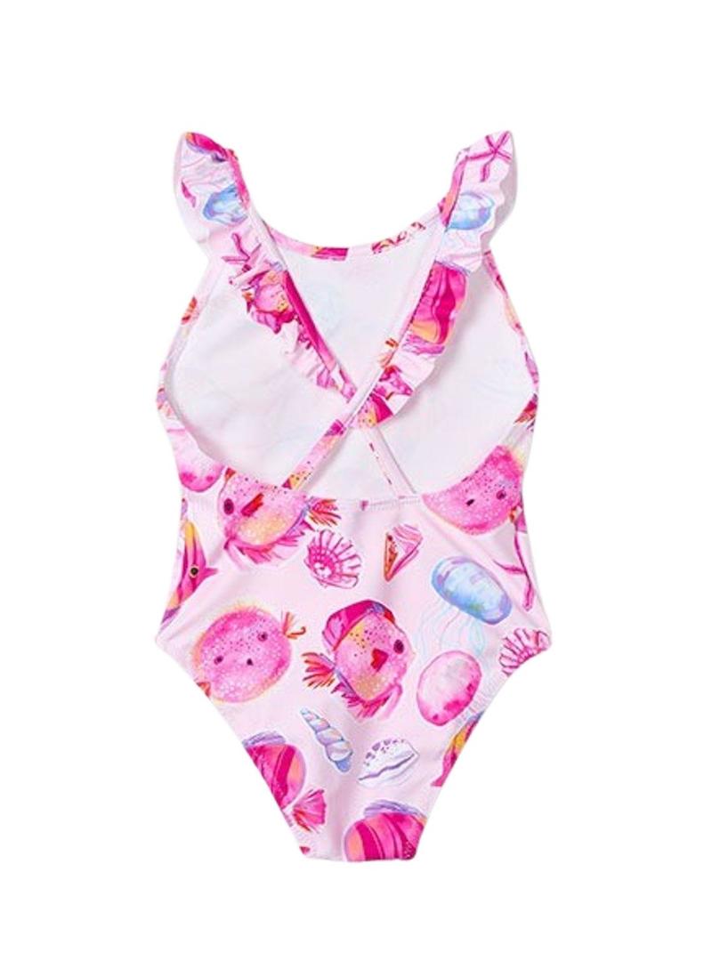 Fato de banho Mayoral estampado rosa para menina