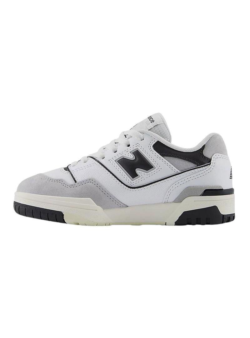  Sneakers New Balance PSBB550 branco e preto para crianças.