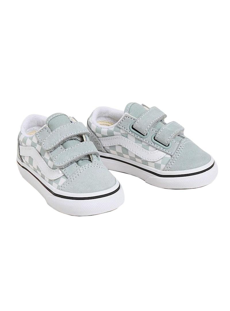 Sapatilhas Vans Old Skool Checkerboard turquesa.