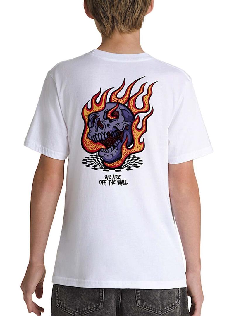 Camiseta Vans Vortex branca para criança.