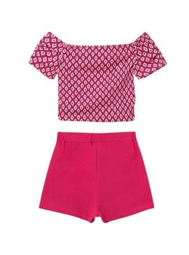 Conjunto Mayoral short e top estampado para menina.